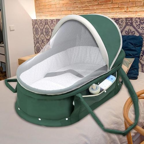 Baby Travel Bassinet Portable Bassinet with 2 in 1 Canopy for Newborn - Light Grey