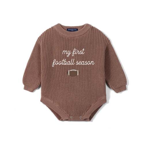 My First Football Season Embroidered Knit Romper