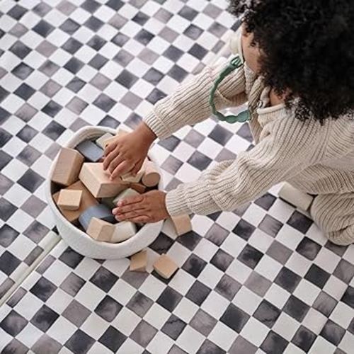House of Noa Foldable Baby Tumbling Mat – Padded Baby Play Mat for Floor | Memory Foam Play Mat for Baby | Foldable Kids Play Mat | Durable, Stylish, and Cushioned Design | 4'x6' | Checker Tuxedo