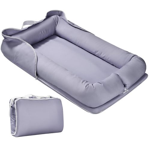 Miereirl Baby Lounger for Newborn, Dock A Tot & Baby Lounger Pillow with Soft Cotton, Infant Lounger for 0-24 Months, Baby Nest Lounger, Essentials Gifts Nest Cover - Grey