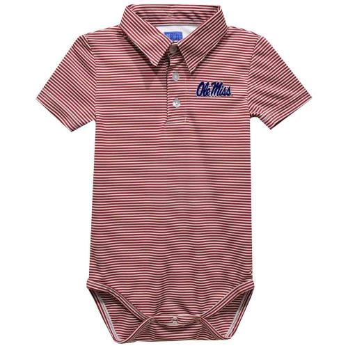 OLE MISS EMBROIDERED RED STRIPE KNIT POLO | Rebel Rags