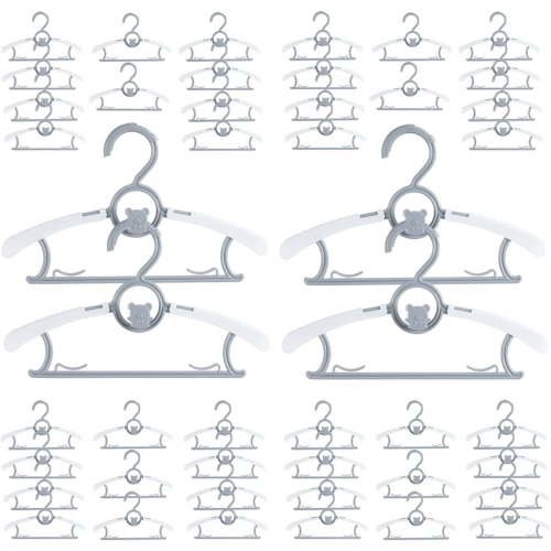 40-Pack Adjustable Baby & Kid Clothes Hangers - Space-Saving, Durable & Extendable - Ideal for Newborn to Small Child Wardrobe Organization (Grey)
