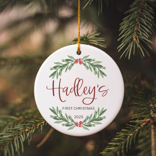 Personalized Ceramic Christmas Ornament | Winterberry
