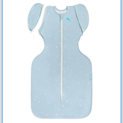 Love to Dream Swaddle Up Transition Bag Original, Arms Up Position, Light and Ultra Breathable Cotton - Sleep Bag - 1.0 TOG - (20-24°C) Ideal for Moderate Temps (Twinkle Powder Blue, Medium, 6–8.5kg)