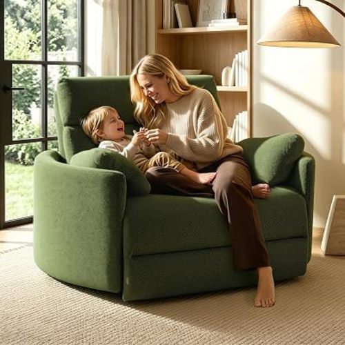 FLEXISPOT Mochi-Plus 54" Swivel Rocker Power Recliner, 450 lbs,Olive Green