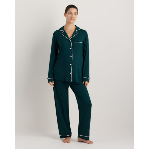 Bamboo Jersey Maternity Long Sleeve Pajama Set - Maternity in True Black