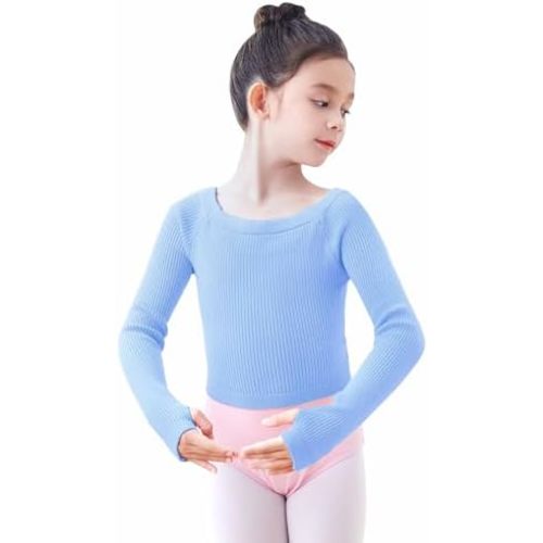 Daydance Girls Long Sleeve Dance Sweater Soft Ballet Warm Up Pullover for Leotards