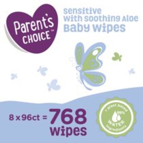 Parent's Choice Sensitive with Soothing Aloe Baby Wipes, 8 packs of 96 (768 count)