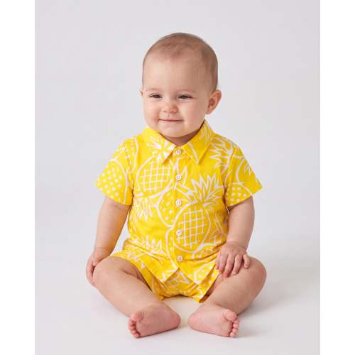 Fresh Market Baby Boy Pineapple Shirt & Shorts Set Yellow