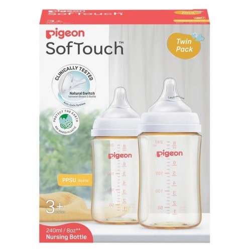 Pigeon SofTouch PPSU Baby Bottle 3+ Months 2 x 240ml