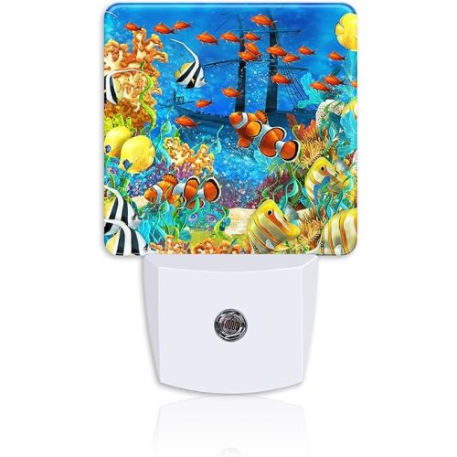 Night Light for Kids Girls Boys,Underwater Fishes Coral LED Night Light Plug into Wall with Dusk to Dawn Sensor for Room Decor,Hallway,Kitchen,Bathroom,Nursery,Stairs