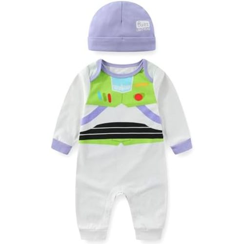 Disney Toy Story Buzz Baby Boys Romper Coverall with Cap 2 Pc Set Infants