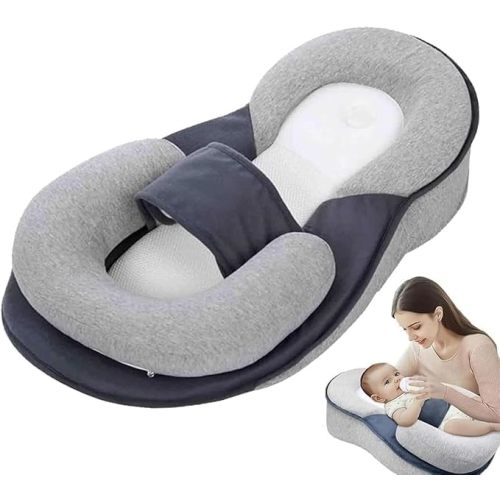 Baby Lounger Pillow for Infant Support Cushion Reflux Breastfeeding Pillow, Bottle Feeding, Tummy Time, Adjustable Baby Wedge Lounger Pillow for Reducing Spit-Up