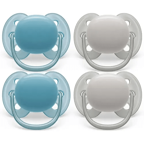 Philips Avent Ultra Soft Pacifier - 4 x Soft and Flexible Baby Pacifiers for Babies Aged 6-18 Months, BPA Free with Sterilizer Carry Case, SCF091/27