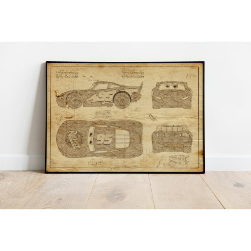 Lightning McQueen, Kidsart, Gift For Child, Car Blueprints, Car Poster, Car Poster Canvas, Car Wall Art, Car Poster Art, Wall Decor, Car Art