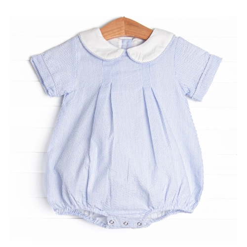 Peyton Boy Bubble, Blue Seersucker – Stitchy Fish