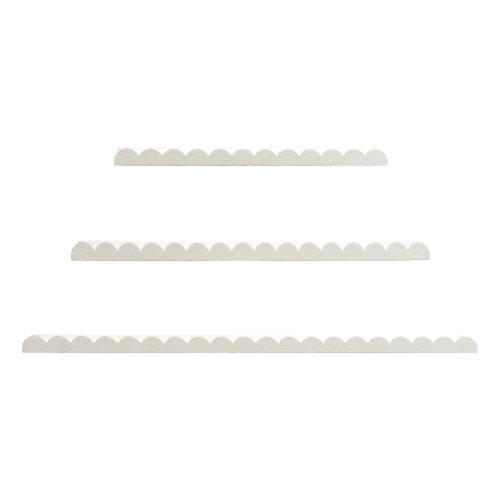 American Art Decor Scallop Floating Wall Shelf Set of 3, Wood Picture Ledge Shelves with Lip, Decorative Shabby Chic Shelves