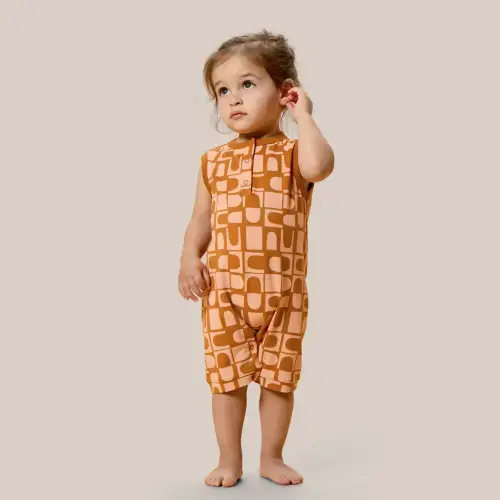 Printed Henley Romper – Young Days