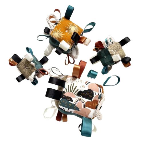 The Bird & Elephant - Handmade Soft Sensory Block - 4" Earth Rainbow
