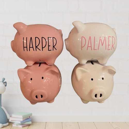 Personalized Ceramic Piggy Bank: Baby's First Bank, Custom Nursery Decor