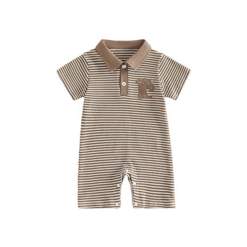 BemeyourBBs Western Baby Boy Summer Clothes Newborn Baby Boy Cowboy Outfit Waffle Knit Striped Romper Casual Sailboat Cowgirl Hat Boots Embroidered Button Short Sleeve Infant Jumpsuit