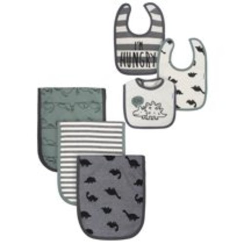 Gerber Baby Boys Organic Terry Bibs and Burp Cloths Set, 6-Pack