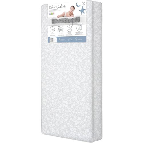 Dream On Me Nap Nest Crib and Toddler Mattress, Dual-Sided - Infants & Toddlers, Waterproof 5” Mattress with 88 Interwoven Coils, 75% Recycled Fiber, GREENGUARD Gold & BSA Certified – Daisy Dreams