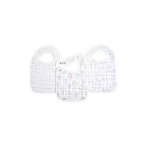 3-Pack Classic Organic Cotton Muslin Snap Bibs