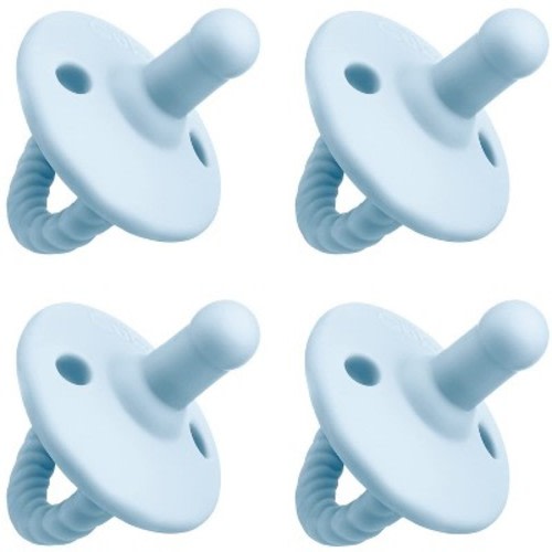 Pacifier 4 pack Soother for Newborns 100% Food Grade Soft Silicone by Comfy Cubs 6-18 Months