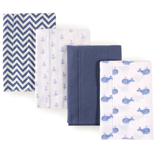 Hudson Baby Cotton Flannel Burp Cloths, Whale