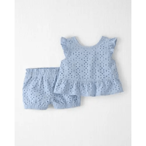 Baby Girl 2-Piece Organic Cotton Eyelet Top & Short Set - 12mo