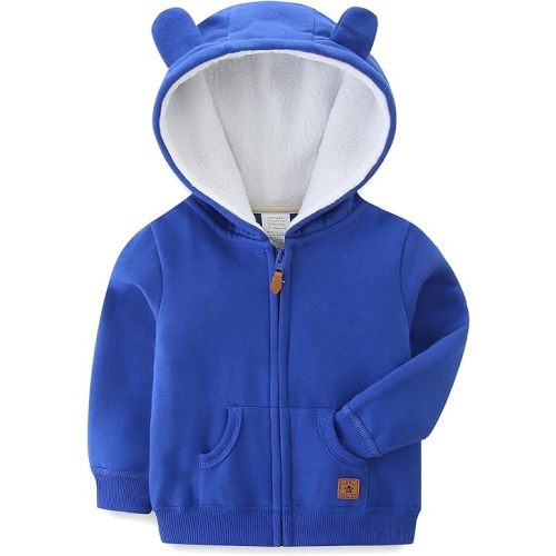 Baby Boy Girl Clothes Zip-Up Hoodies with Sherpa Lining Spring Fall Outerwear Coat