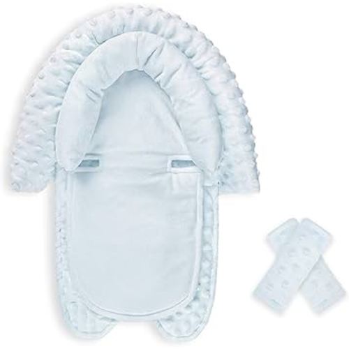 Infant Car Seat Insert, Baby Car Seat Head & Body Support with Straps Pads, Soft Newborn Preemie Carseat Insert Cushion for Girls Boys, Fits Carseat, Stroller, Swing, Bouncer, Light Blue