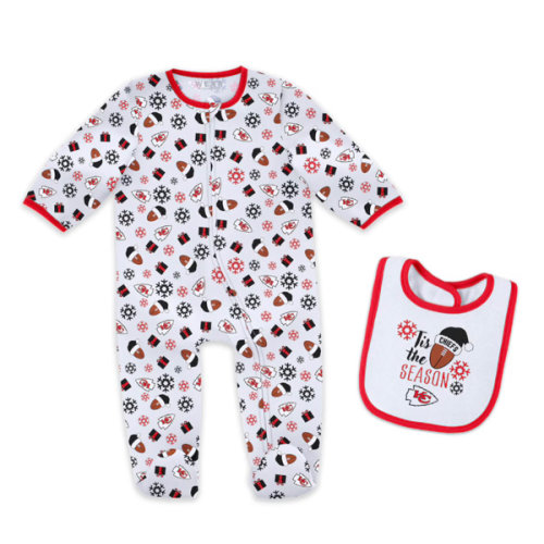 Infant & Newborn WEAR by Erin Andrews Kansas City Chiefs Holiday Full-Zip Sleeper & Bib Set