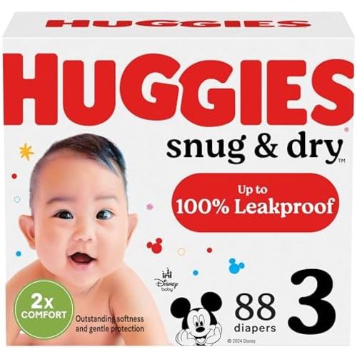 Huggies Size 3 Diapers, Snug & Dry Baby Diapers, Size 3 (16-28 lbs), 88 Count