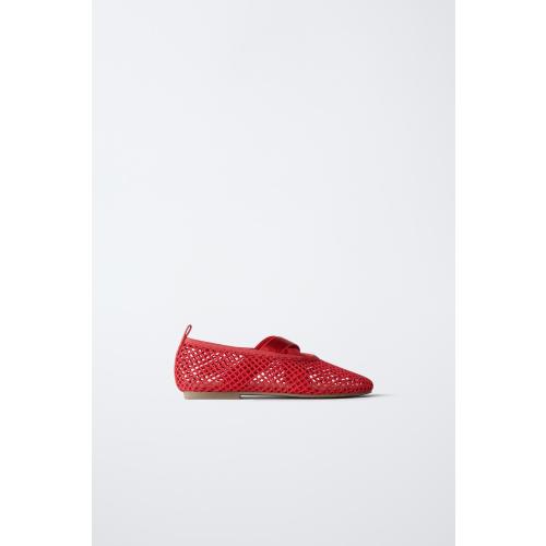 MESH BALLET FLATS - Red | ZARA United States