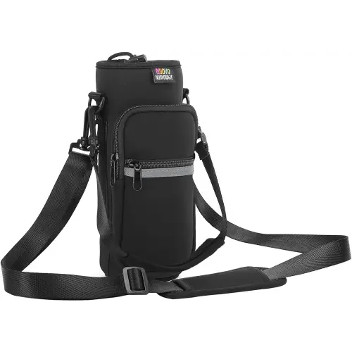 Nuovoware Water Bottle Carrier Bag,25oz/40oz/64oz Bottle Pouch Holder,Adjustable Shoulder Hand Strap 2 Pocket Sling Neoprene Sleeve Sports Accessories for Hiking Travelling Camping
