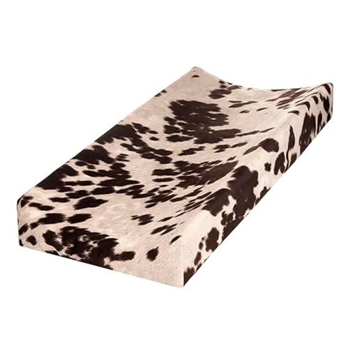 Western Cowboy Changing Pad Cover Super Soft Brown Cowhide