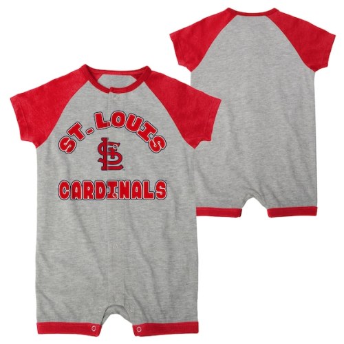 Newborn & Infant St. Louis Cardinals Heather Gray Extra Base Hit Raglan Full-Snap Romper