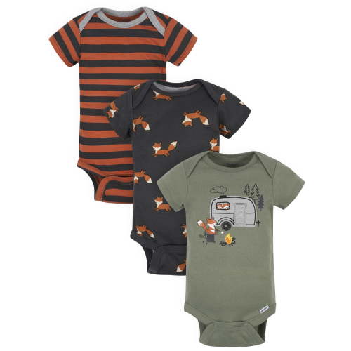 Gerber Baby Boy Short Sleeve Onesies Bodysuits, 3-Pack (Preemie - 12M)