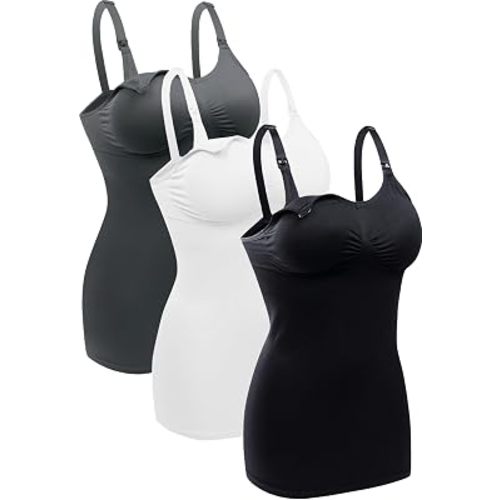 Womens Nursing Tank Tops Built in Bra for Breastfeeding Maternity Camisole Brasieres