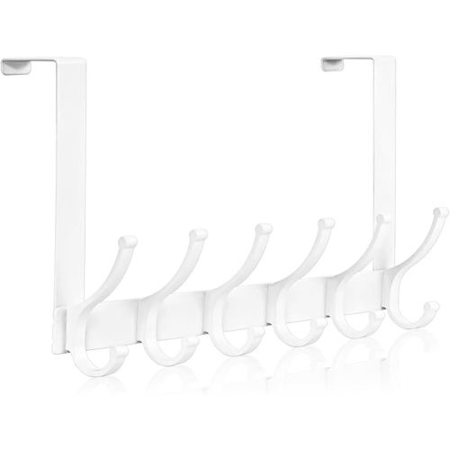 Optish Over The Door Hooks, Door Hanger Hooks for Hanging, Over The Doors Towel Racks for Bathroom, Coat Rack Dorm Essentials (1Pack, White, Fit 1-3/4" Doors)