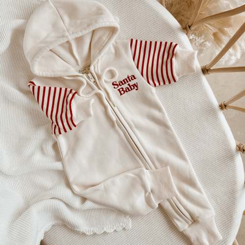 'Santa Baby' Hoodie Zip Romper - PRE ORDER - Est. Dispatch October