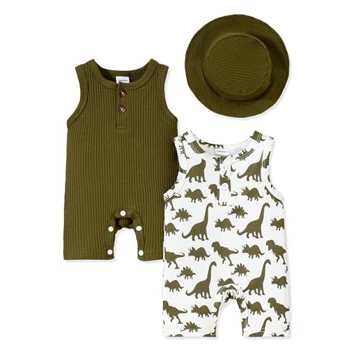 NZRVAWS Newborn Baby Boy Girl Clothes Unisex Infant Romper Pants Set Hat 4-Pack Outfits 0-12 Months 16 Pieces Toddler