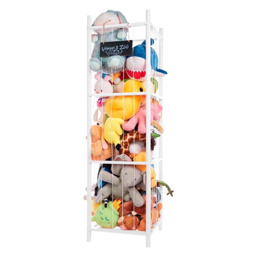 BEINGMATE Care Large Stuffed Animal Storage, Wooden Stuffed Animal Storage Zoo, Toy Holder, Space Saving Toy Zoo for Kidroom, Playroom, Kid’s Gift, White