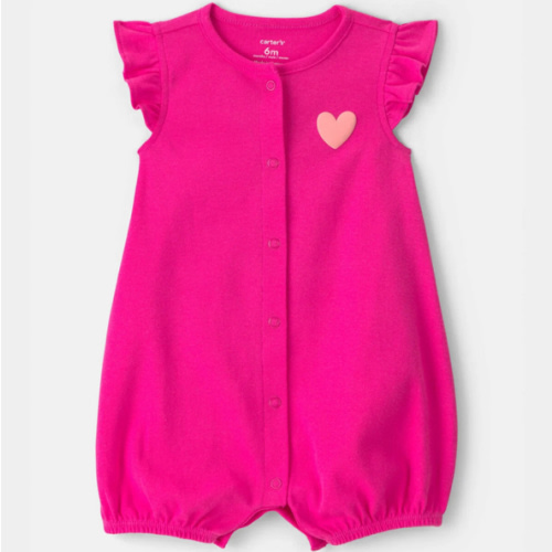 Baby Girl 'Little Love' Heart Short-Sleeve Romper - Pink | Carter's