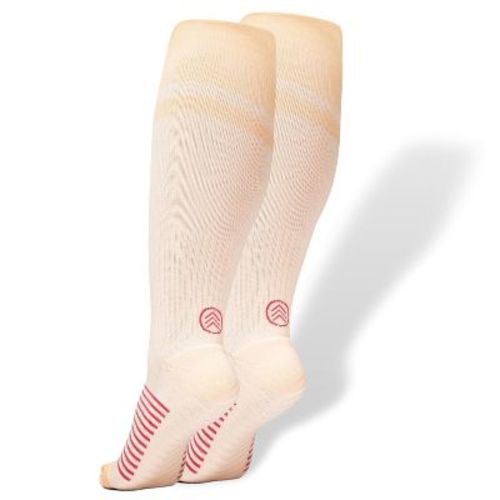 Gripjoy Women's Compression Socks with Grips, Orange and Pink