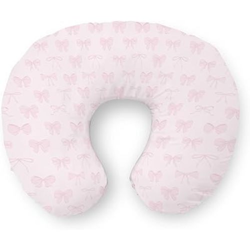 Pastel Pink Bows Nursing Pillow Covers Preppy Girly Ribbons Soft Stretchy Removable Covers Pillowcase for Breastfeeding Pillows Cute Valentine Bows Pillow Slipcover for Baby Girls Boys Newborn
