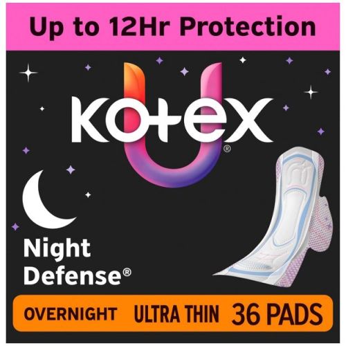 Kotex Ultra-Thin Overnight Pads with Wings - 36ct