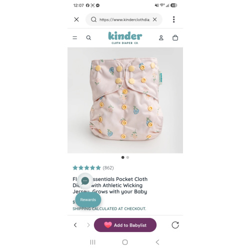 Floral: Essentials Pocket Cloth Diaper with Athletic Wicking Jersey, Grows with your Baby